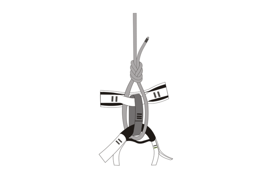 Správné provedení navázání na sedací úvazek osmičkovým uzlem